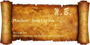Macher Boglárka névjegykártya